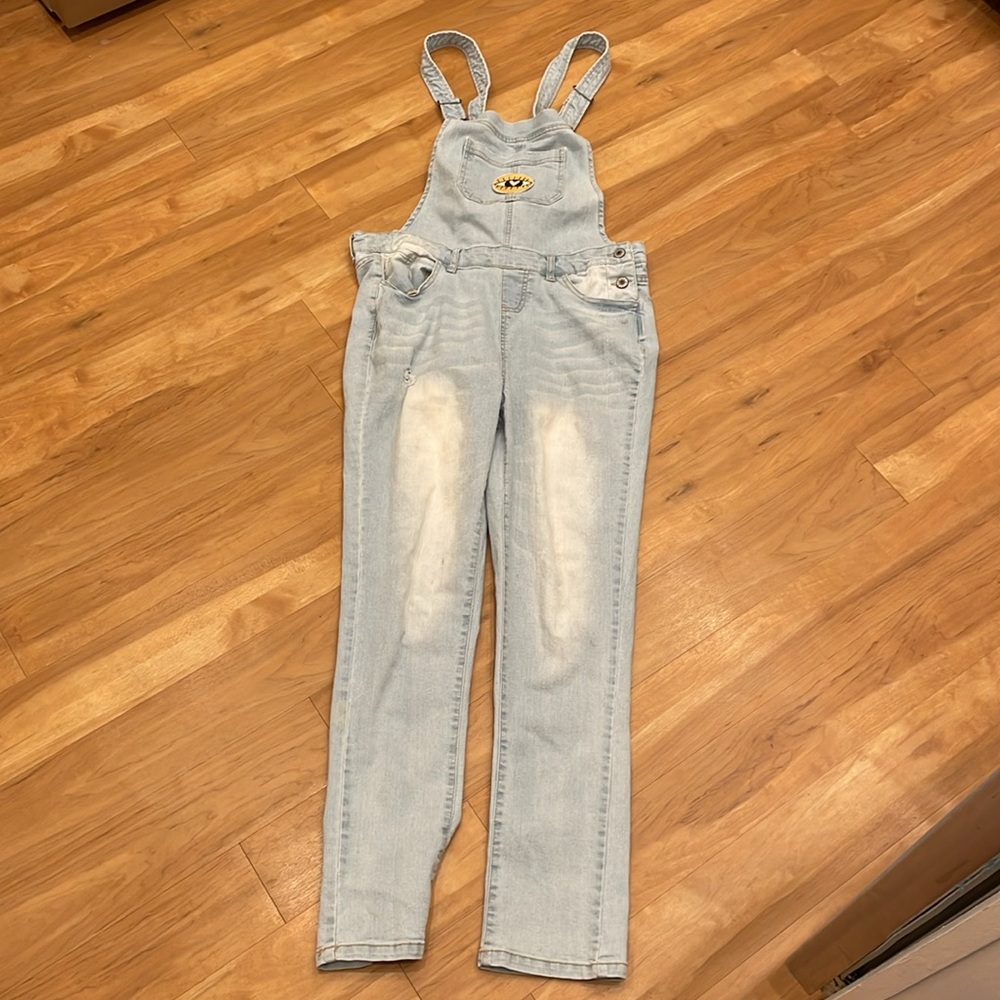 Hand distressed own design Patchwork Distressed DENIM Jean Overalls - Picture 3 of 7